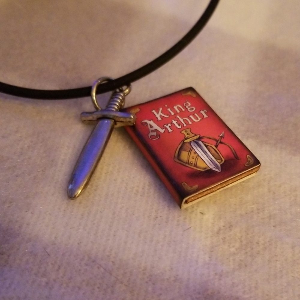 King Arthur book necklace